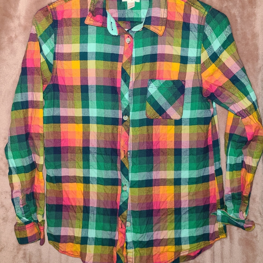 Girls plaid shirt pink, green, yellow, multi